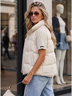 Krótka kamizelka damska pikowana ecru model 22341151 - FashionStreet