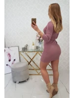 Šaty s gombíkovým výstrihom tmavo ružové Šaty s gombíkovým výstrihom tmavo ružové