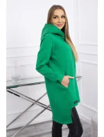 Zateplená mikina s delšími zády světle zelená