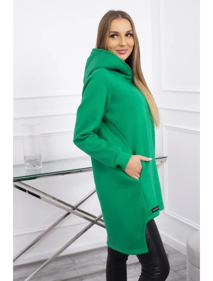 Zateplená mikina s delšími zády světle zelená