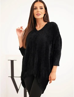 Dámský svetr Plus Size s výstřihem do V černý