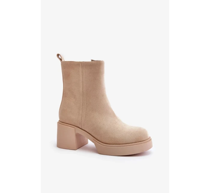 Dámské kotníkové boty na podpatku model Světle béžová model 20755007 - SEASTAR Dámské kotníkové boty na podpatku model Světle béžová model 20755007 - SEASTAR