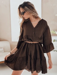 letní mušelínové šaty tmavě hnědé model 21989665 - Dstreet