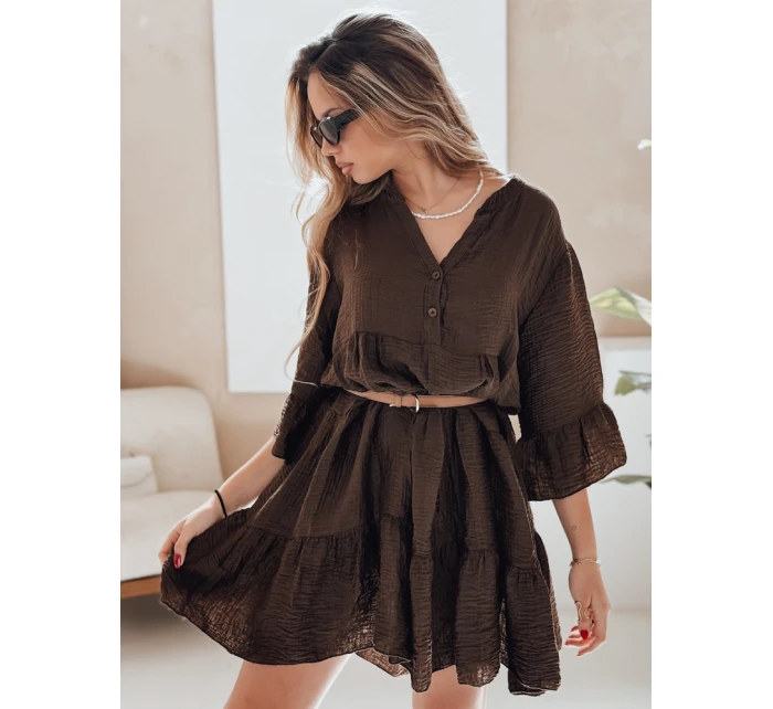 letní mušelínové šaty tmavě hnědé Dstreet model 21989665 - FashionStreet