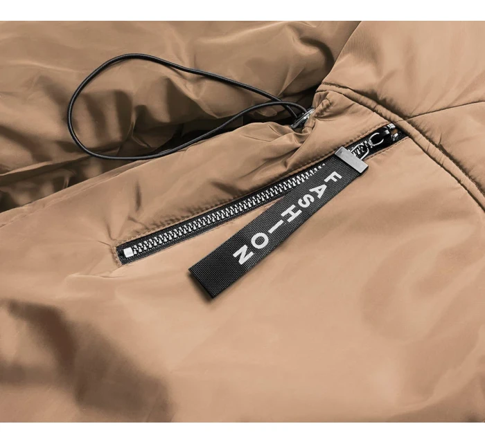 Béžovo-ťavia dámska bunda pre prechodné obdobie (B8037-12046)