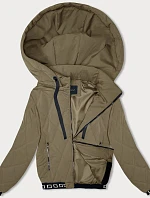 Prešívaná bunda s ozdobným rebrovaním olivová (16M9085-84)