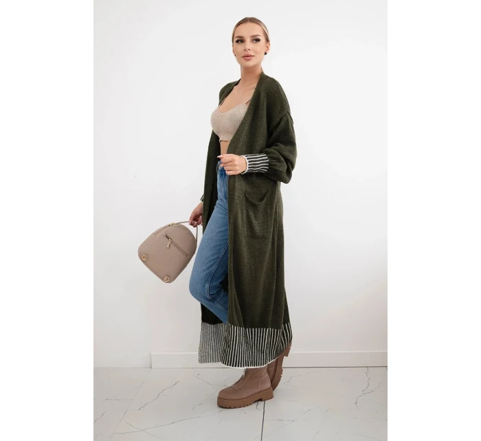 Kardigán s vreckami khaki