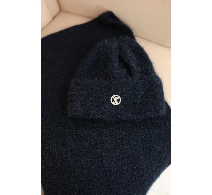 Dámsky mäkký pletený set čiapky a šálu modrý Dámsky mäkký pletený set čiapky a šálu modrý