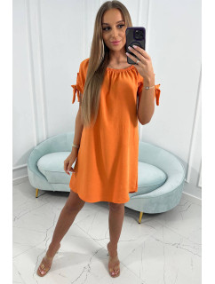 Šaty s viazaním rukávov v oranžovej farbe