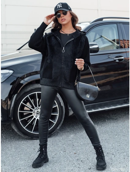 Dámská krátká bunda z alpaky s kapucí černá Dstreet model 21980436 - FashionStreet