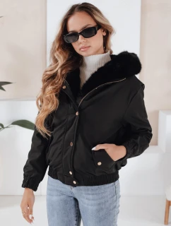 Dámska zimná bunda VESSADA krátka s kožušinou čierna FashionStreet TY5059
