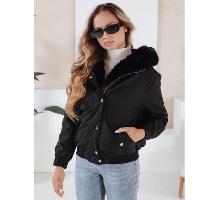 Dámská zimní bunda krátká s kožešinou černá Dstreet model 21991168 - FashionStreet