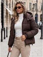 Dámska zimná prešívaná bunda s kapucňou, hnedá, FashionStreet TY5745 Dámska zimná prešívaná bunda s kapucňou, hnedá, FashionStreet TY5745