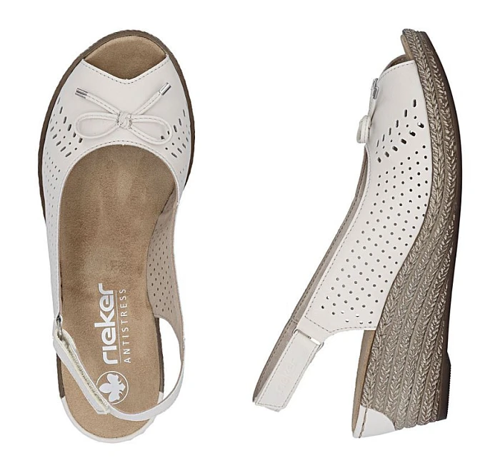 Rieker 624H1-60 dámske kožené sandále na platforme s mašľou