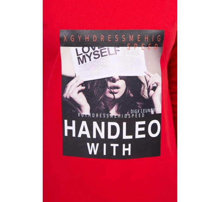 Šaty s potiskem model 18744060 v červené barvě - K-Fashion