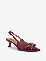 Czółenka Na Szpilce Z Kokardą Bordowe Folesca