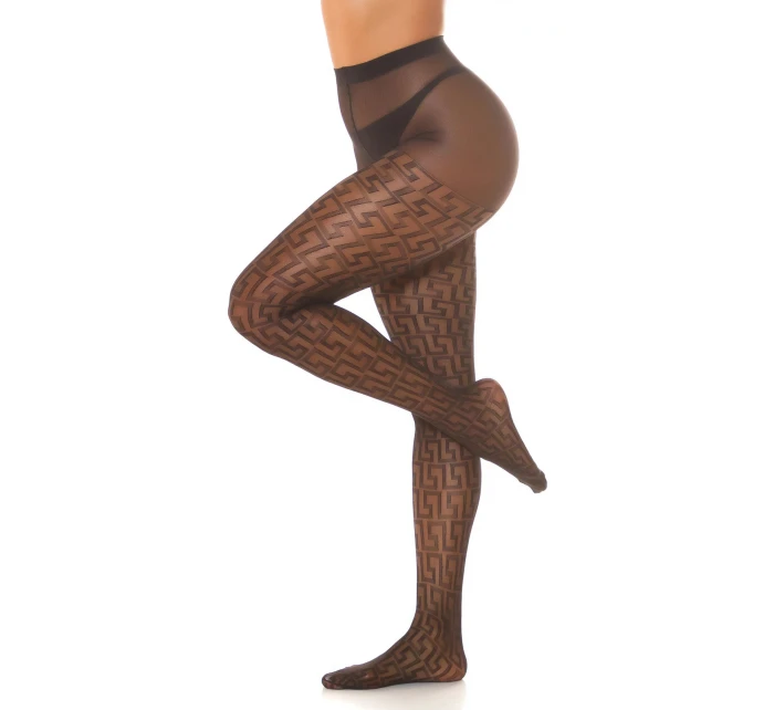 Pančuchy s geometrickým vzorom SH5015 - InStylefashion