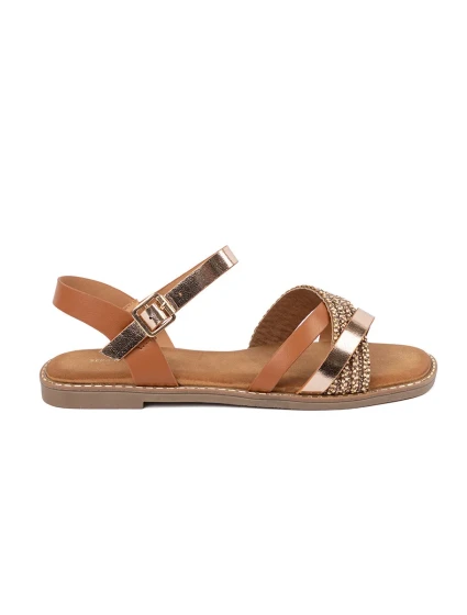 Klasické sandály hnědé dámské na plochém podpatku Klasické sandály hnědé dámské na plochém podpatku