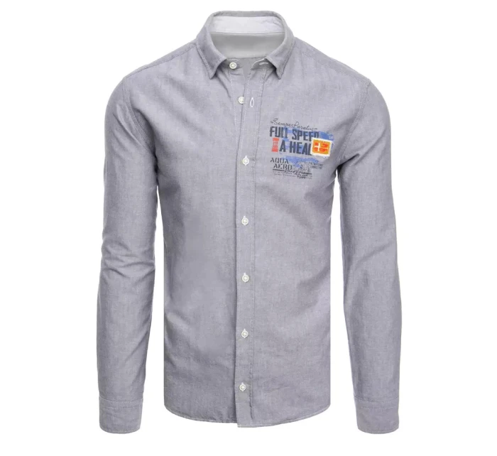 Pánska sivá košeľa FashionStreet DX2286 Pánska sivá košeľa FashionStreet DX2286