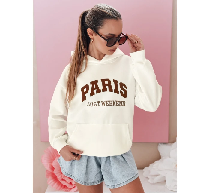 Dámska oversize mikina PARISSIA ecru FashionStreet BY1454