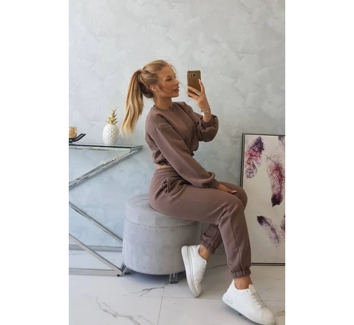 Zateplený set s krátkou mikinou mocca Zateplený set s krátkou mikinou mocca