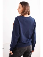 Dámska základná bavlnená mikina s okrúhlym výstrihom modrá Dámska základná bavlnená mikina s okrúhlym výstrihom modrá