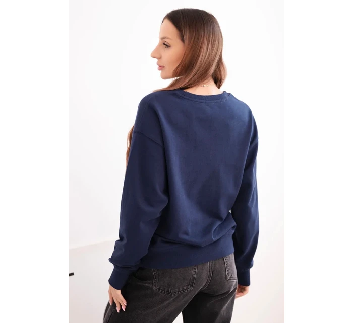 Dámska základná bavlnená mikina s okrúhlym výstrihom modrá Dámska základná bavlnená mikina s okrúhlym výstrihom modrá