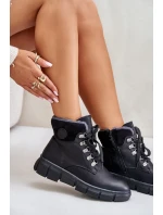 Damskie Ocieplane Botki Trapery Na Zamek Czarne Mevanisa