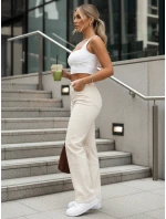 Jeansy damskie z wysokim stanem ecru model 22038494 - FashionStreet