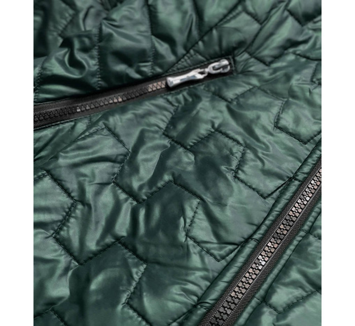 Dámska prešívaná bunda v fľaškovo zelenej farbe (BR0121)