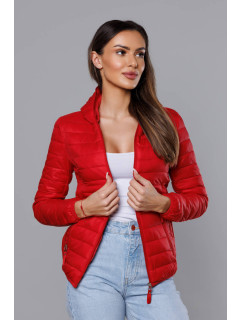 Červená dámska prešívaná bunda s kapucňou (B0123-4)