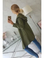 Voľne padnúca khaki bunda s kapucňou
