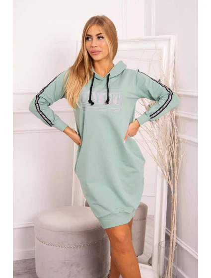 Šaty s reflexnou potlačou tmavá mentolová