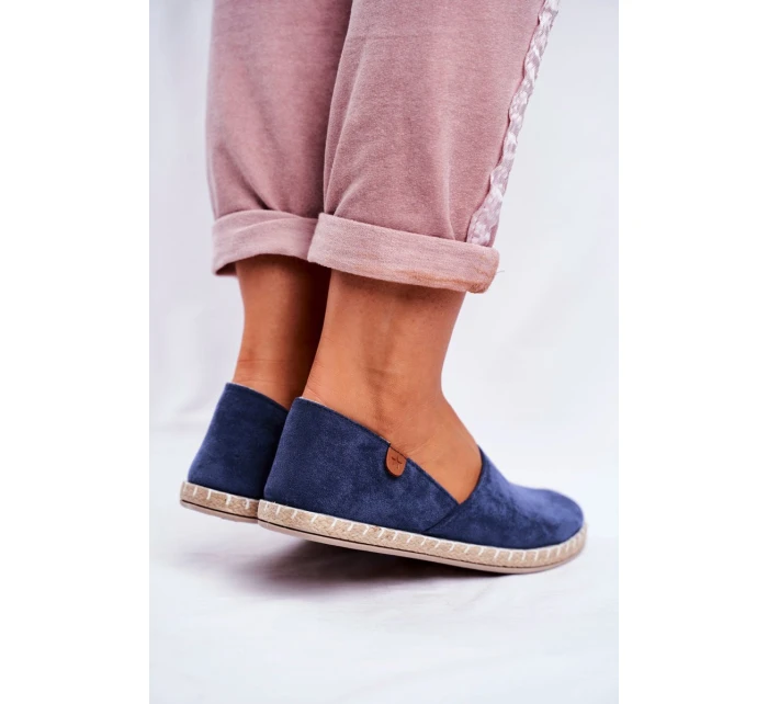 Damskie Welurowe Espadryle Granatowe Vulcano