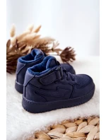 Dziecięce Ocieplane Wysokie Buty Sportowe Granatowe Clafi Dziecięce Ocieplane Wysokie Buty Sportowe Granatowe Clafi