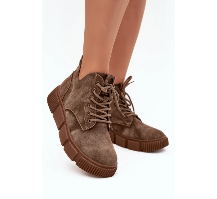 Semišové nízké dámské na platformě Big Star béžové model 21708669 - Big Star Shoes Semišové nízké dámské na platformě Big Star béžové model 21708669 - Big Star Shoes