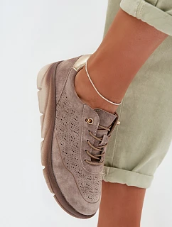 Kožené dámské tenisky s perforací Sergio Leone SP-002 šedé