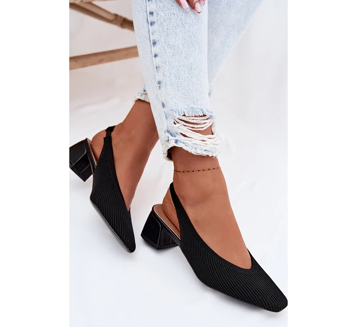 Materiálové dámské sandály na podpatku Černé Marcelle