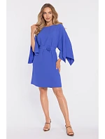model 22040615 Šaty s ozdobnými širokými rukávy modré - Moe