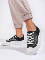 Zajímavé tenisky černé dámské bez podpatku Zajímavé tenisky černé dámské bez podpatku