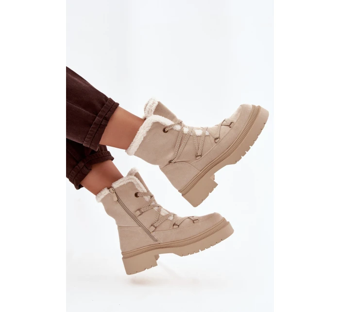 Dámské sněhule s kožíškem Béžové model 21715014 - Boto Dámské sněhule s kožíškem Béžové model 21715014 - Boto