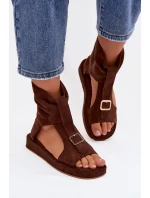 Dámské sandály s páskem čokoládové Coralya