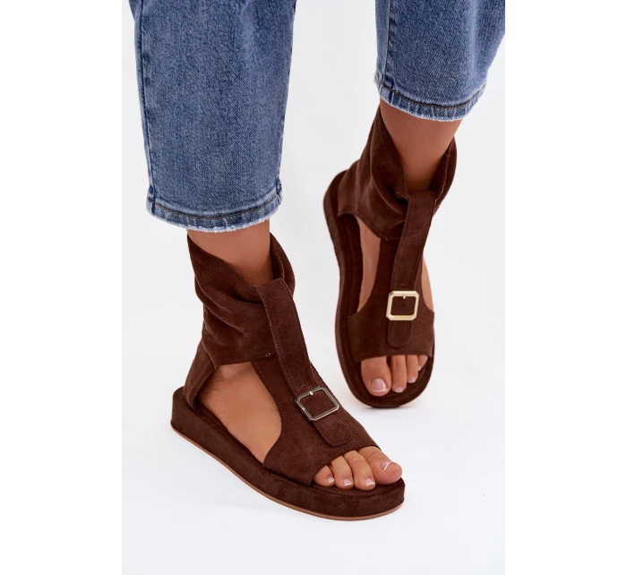 Dámské sandály s páskem čokoládové Coralya