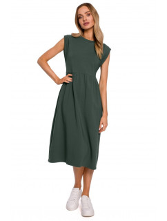 Šaty bez rukávů s vysokým pasem  zelené model 18003339 - Moe