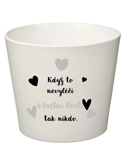 Biely keramický kvetináč – ak to nezvládne on… tak už nikto – malý Biely keramický kvetináč – ak to nezvládne on… tak už nikto – malý
