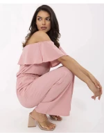 Elegantný overal so širokými nohavicami, špinavo ružový (T52)