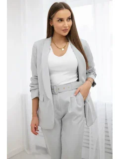 Elegantný set saka a nohavíc sivej farby