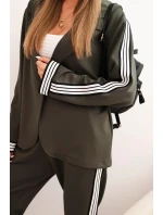 Dámsky viskózový set s lampasom a športovou bundou khaki