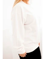 Dámske Plus veľkosť bavlnené základné kolo krku mikina biela