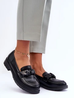 Skórzane Mokasyny Półbuty Na Płaskim Obcasie Czarne S.Barski HY335